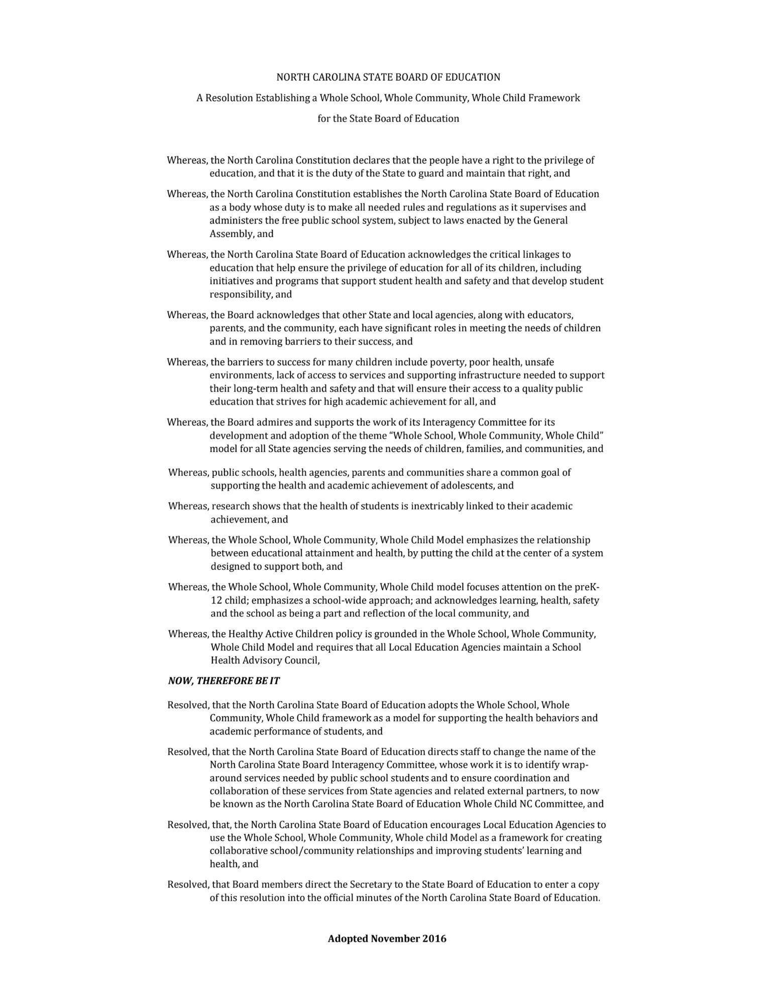 NC Whole Child Resolution