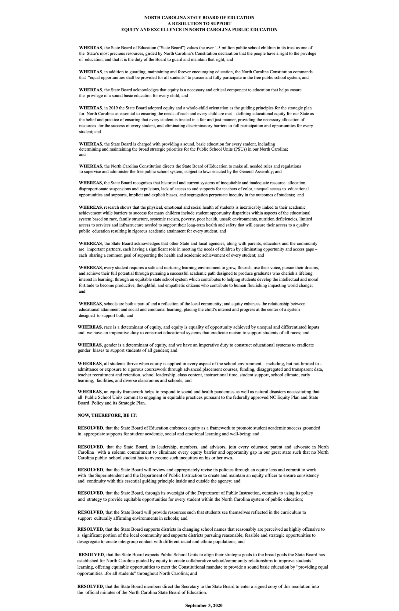 NC Equity Resolution
